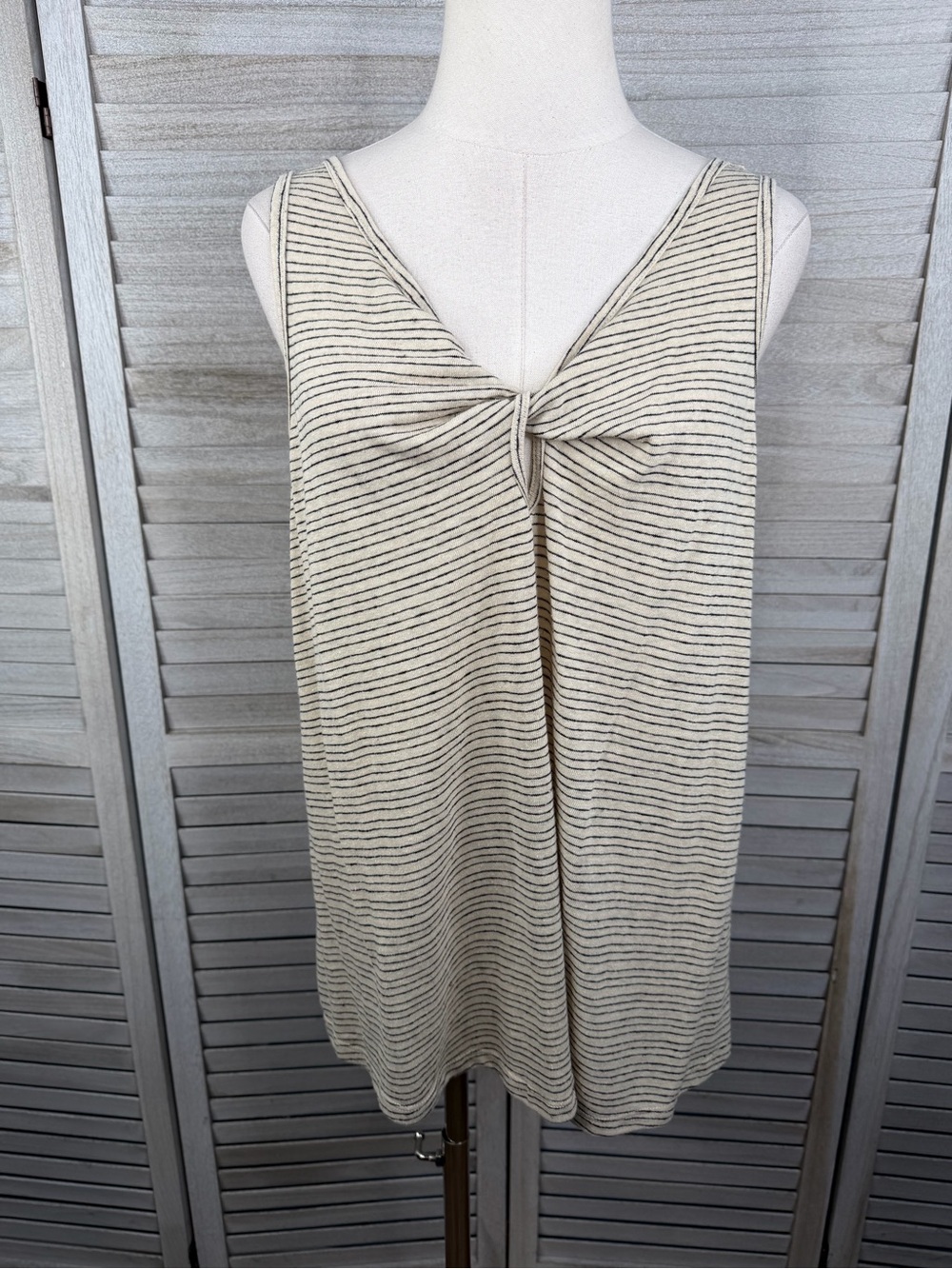 OLD NAVY Striped Twist Front Tank Top Beige & Black Women's-Large